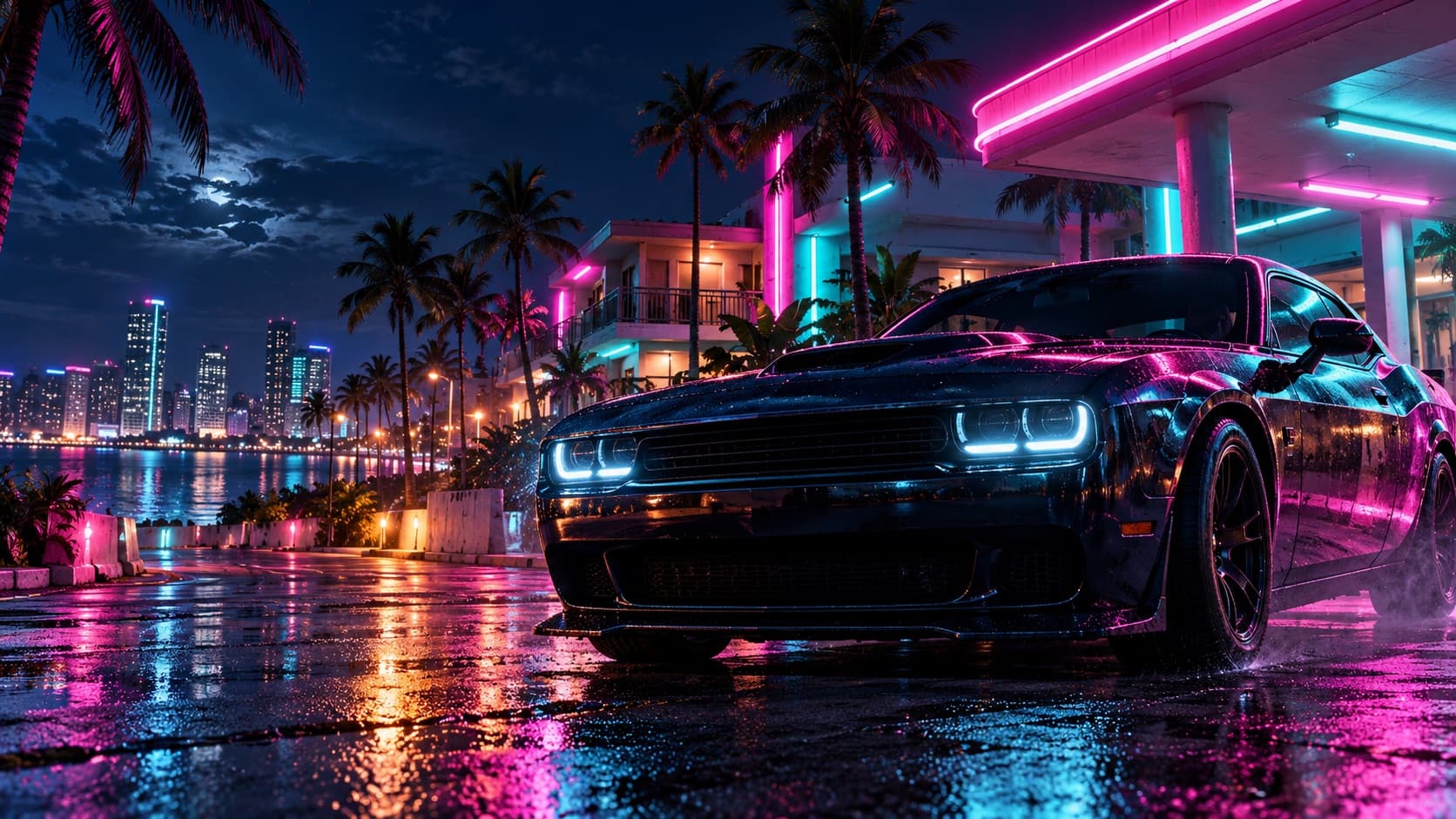 Illustration nocturne originale créée pour l’univers visuel de VIème DISTRICT